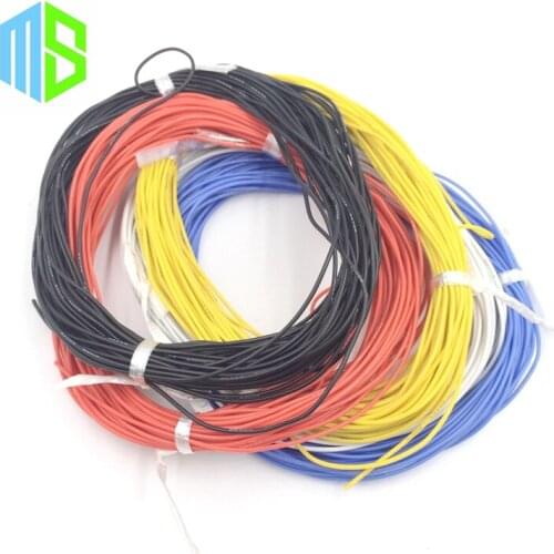 5M/lot) 26AWG 30/0.08TS OD1.5mm 5colors flexible silicone electric wire high temperature tinned copper gel soft cable for model