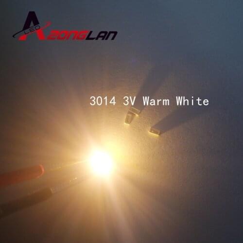 50pcs 3014 SMD LED Chip Warm White Ultra Bright 0.1W 10-12LM 30mA 3V Surface Mount Chip Light Emitting Diode Lamp SMD LED Bead