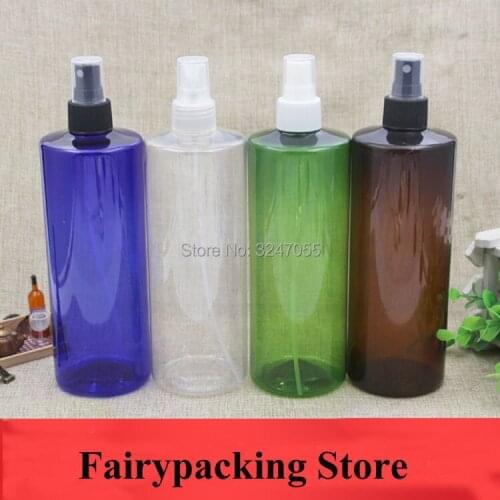 500ML Clear Empty Spray Nozzle Refillable Bottle, Cosmetic Blue/Brown/Green Fini Mist Liquid Storage Container,Cosmetic Atomizer
