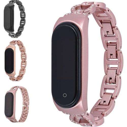 Diamond Wristband For Xiaomi MiBand4 Strap Stainless Steel For Mi band3 Mi Band 4 for girl