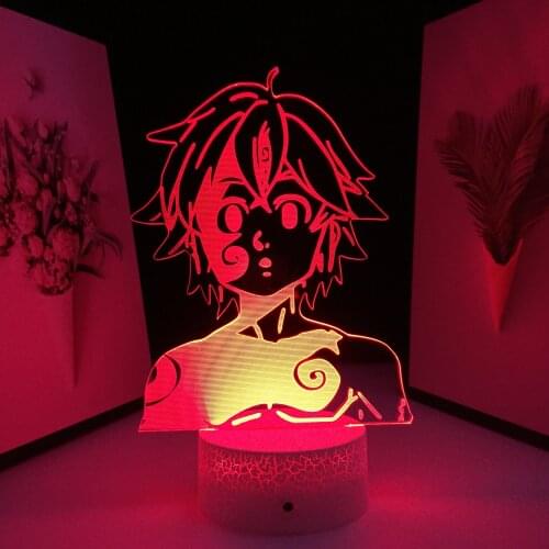 The Seven Deadly Sins Anime Figure Meliodas 3D Night Light for Child Bedroom Decoration Manga LED Table Lamp Acrylic Gift Light