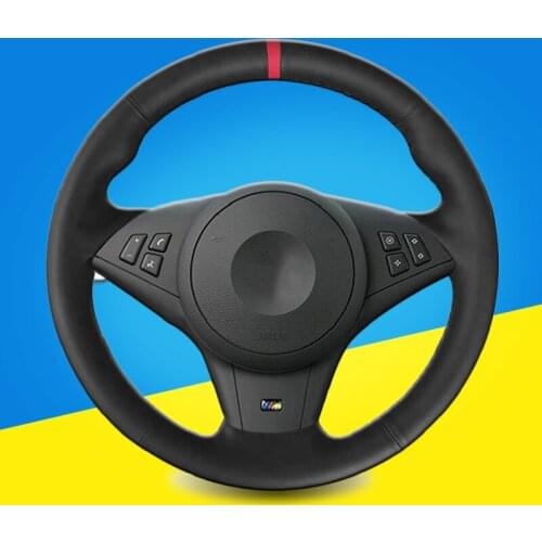 Auto Braid On The Steering Wheel Cover for BMW E60 E63 E64 M5 2005 2007 Car Braid Steering Wheel Cover Interior Accessories