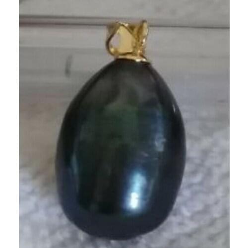 Free shipping huge natural 14.6mm tahitian black pearl pendant