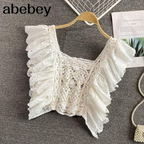 Women Bohemian Solid Blouse Korean Style Sweet Square Collar Slim Short Tops Elastic Ruched Streetwear Blouses