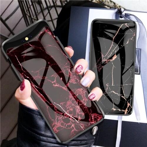 For OPPO Find X Case Luxury Marble Grain Hard Tempered Glass Protect Back Cover Case for oppo find x full cover phone shell