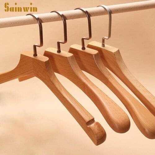 Sainwin 5pcs/lot Wooden Hangers For Clothes Rack Wood Hanger Clothing Store Hotel Hanger