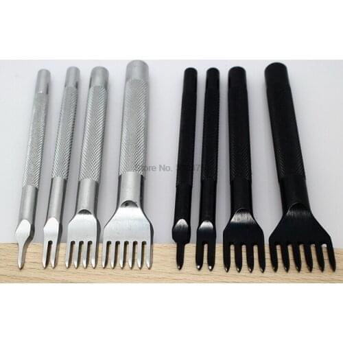 By dhl 50set 4pcs/set practical 4mm Leather Craft Tool Hole Punches Lacing Stitching Punch Tool 1/2/4/6 Prong