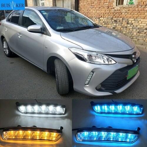 Turn signal Running Yellow Car Special LED Daytime Running Lights DRL 12V LED Daylight for Toyota Vios 2017-2018 Car Accessories
