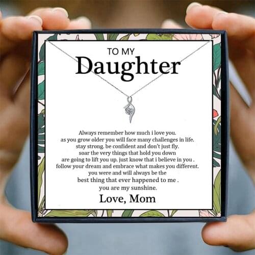 Daughter Jewelry Gift Crystal Chain Necklace Mother & Daughter Pendant Necklaces for Women Family Jewelry Christmas Necklace