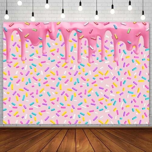 Sweet Girl Backdrops Birthday Party Baby Shower Pink Donut Cake Smash Photography Background Photo Studio Photozone Decor Props