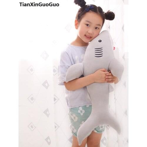 About 60cm cartoon gray shark plush toy very soft doll throw pillow birthday gift h0793