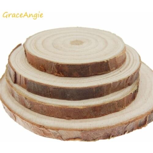 5Pcs/pack 4-8cm Natural Pine Round Unfinished Wood Slices Circles With Tree Bark Log Discs DIY Crafts Wedding Party Painting DIY