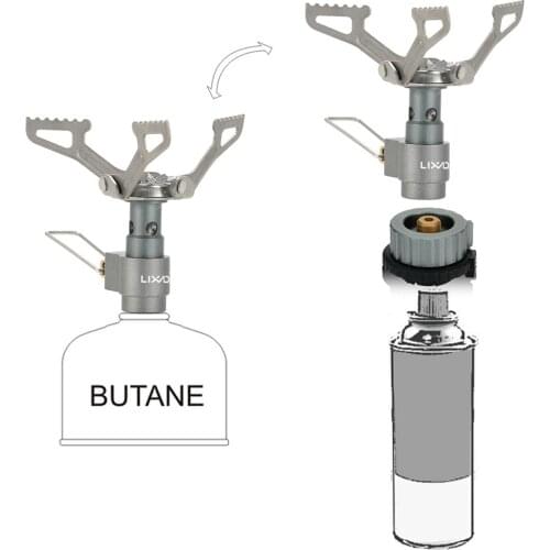 Lixada Titanium Alloy Gas Stove + Cartridge Gas Refill Adapter + Gas Convert Adapter Outdoor Stove Camping Set