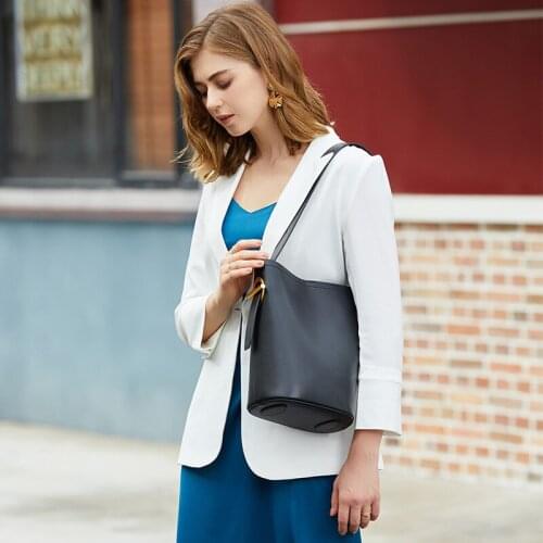 MODITIN Quality Leather Fashion Shoulder Bag in Bucket for Women Girls Handbags Beautiful Designer Black Crossbody Bags