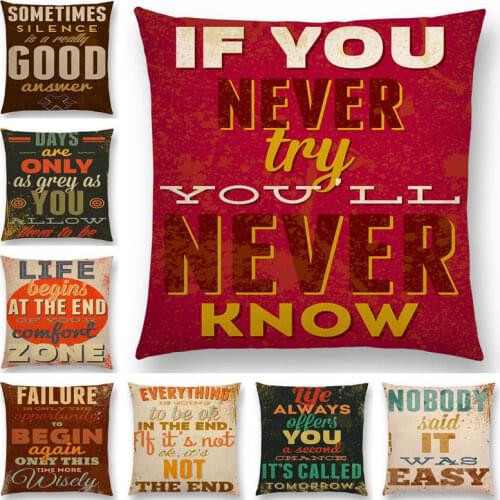 Motivational Sayings Warm Words Powerful English Funny Slogan Inspirational Sentence Happy Good Cushion Cover Sofa Pillow Case