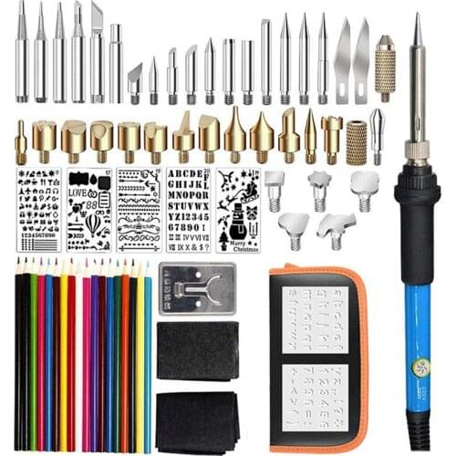 71pcs of Engraving and Branding Set 60W Adjustable Electric Soldering Iron Kit Multi-Function Pyrography Wood Burning Craft Tool