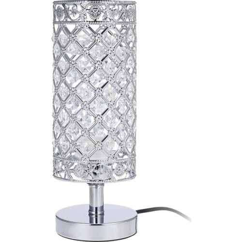 Tomshine Table Light Crystal Silver Beside Table Lamp Desk Light for Bedroom Living Dining Room Coffee Shop Bookcase