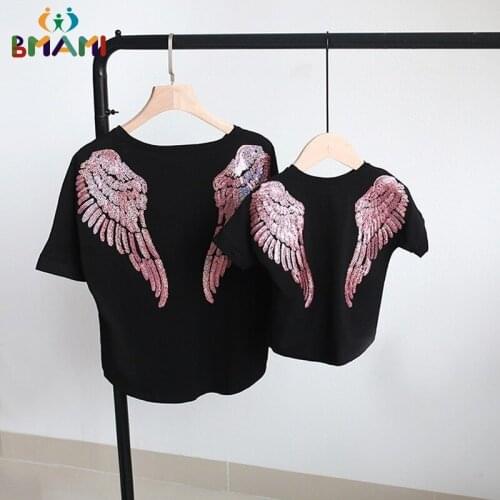 Family Matching Clothes Mother Daughter Kid Wing Tshirts+Tutu Skirts Children Clothing Set Mom Baby Girl Party Clothes