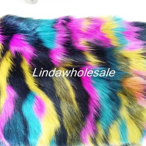 Wholesale Multi-color jacquard plush fur, high-grade imitation fox fur, rainbow plush faux fur fabric,170cm*90cm(one yard)/pcs