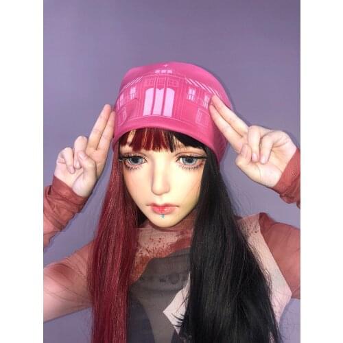 Original Punk Sweet Style Hand-painted Exclusive Printed Headscarf Pink Cute Hot Girls Kawaii Square Headband Bandanas