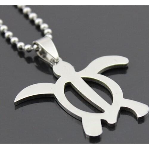 Turtles Necklaces Women Men Stainless Steel Pendants Ball Chain Choker Silver Animals Statement Charm Jewelry