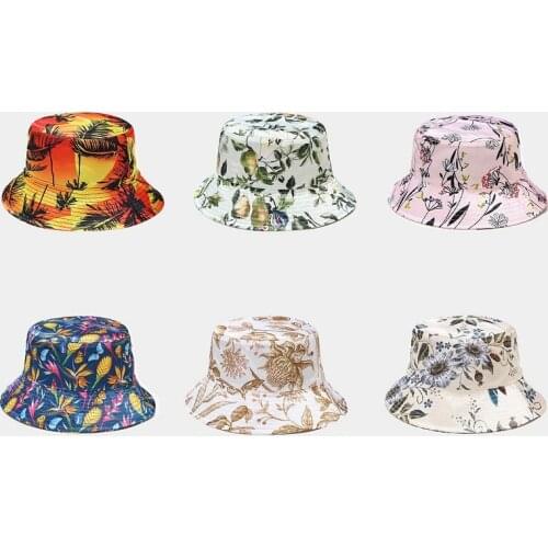 Cotton Print Bucket Hat Fisherman Hat Outdoor Travel Hat Sun Cap Hats for Men and Women 349