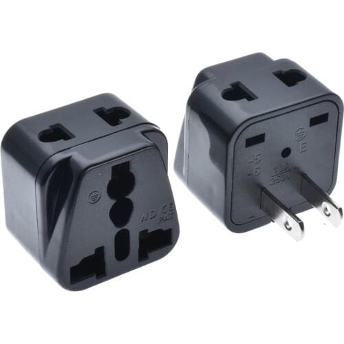 2pcs White/Black 2 flat Pin Travel Adapter AU UK EU to US Plug Splitter Travel Wall AC Power Adapter 250V 10A Socket Converter