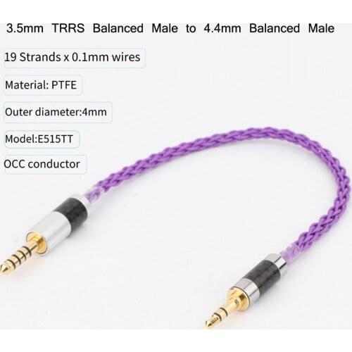 Preffair E515TT HIFI 3.5mm TRRS Balanced Male to 4.4mm Balanced Male Audio Adapter Cable 4.4mm to 3.5mm TRRS Balance Cable