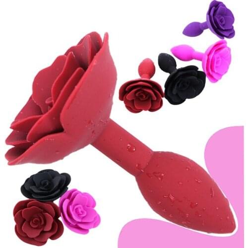 Rose Flower Anal Plug Soft Silicone Dildo Butt Plug Anal Tail Prostate Massage Anal Dilator Adult Anal Sex Masturbator Sex Shop