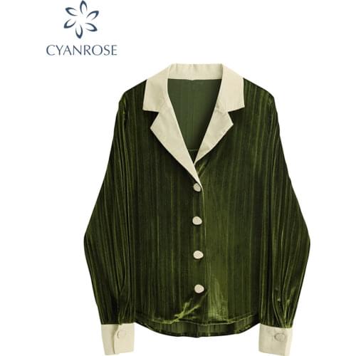 Vintage French Shirt Women Long Sleeve Lapel Printed Loose Office Lady Tops 2021 Spring Autumn Casual Elegant Blouse Female