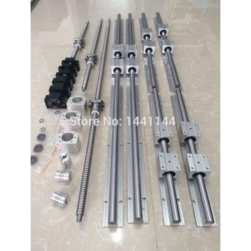 SBR16 linear guide rail 6 set SBR16 - 300/350/550mm + 3set ballscrew SFU1605 - 300/350/550mm + BK12 BF12 + Nut housing cnc parts