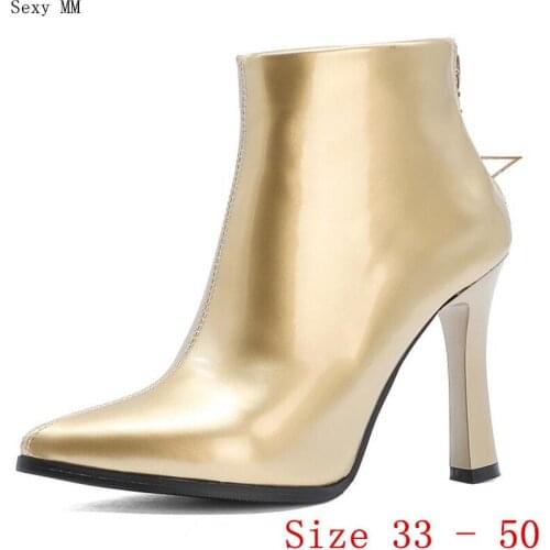 Spring Autumn High Heels Women Ankle Boots Woman Short Boots High Heel Shoes Small Plus Size 33 - 50