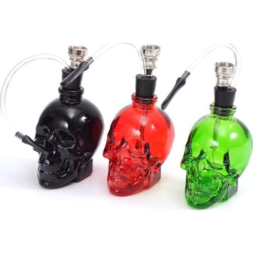 Portable Hookahs Skull Head Smoking Hookah Glass Pipes Cigarette Portable Pipes Smoke Tobacco Pipes Gift Mini Smoking