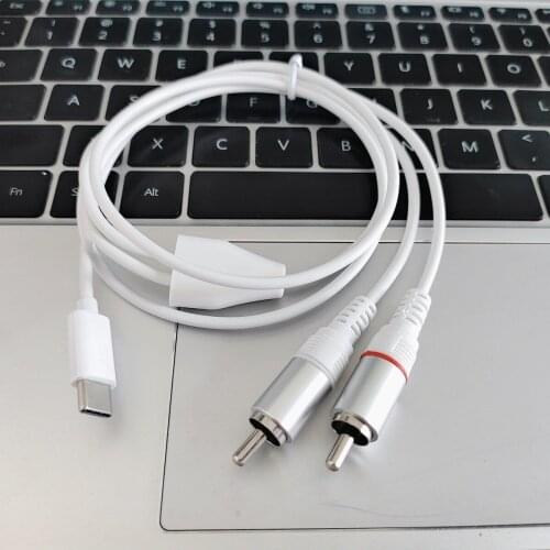 USB-c to 2RCA Adapter double lotus audio cable 1m Typec port mobile phone to speaker amplifier connection audio cable for xiaomi
