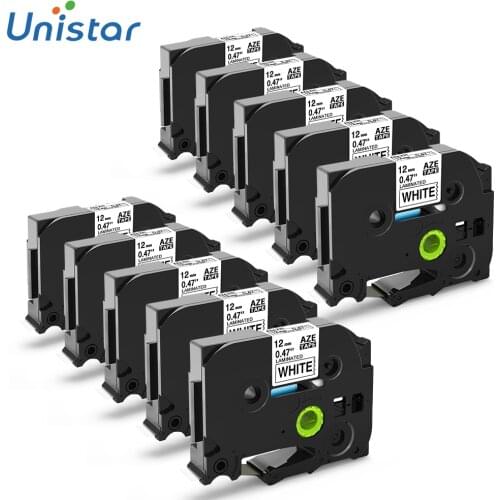 Unisatr 10pcs TZe-231 Compatible for Brother Label Tape 12mm for Label Maker tze-231 TZ231 Black on White Label Ribbons TZ Tape