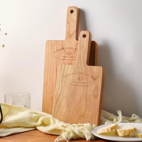 Japan Style Cherry Wood Mini Bread Board With Handle Solid Wooden Household Chopping Cutting Boards Fruit Sushi Plates