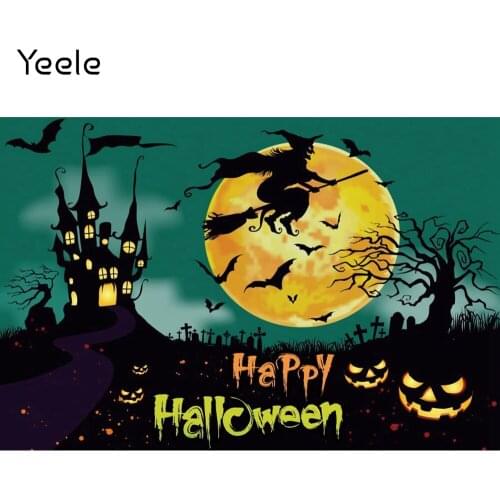 Yeele Cartoon Halloween Background Night Castle Witch Pumpkin Lantern Backdrop Cosplay Party Photography Photo Studio Photophone
