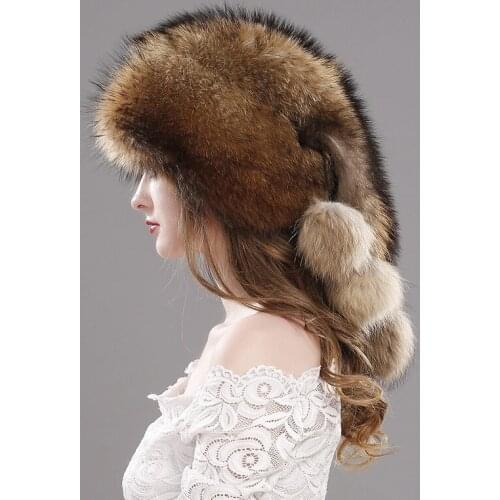 Fall and winter fox fur hat thicker and warmer whole fur hat fur hat female free shipping H19919