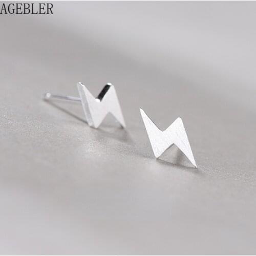 New Arrival 925 Sterling Silver Stud Earrings Personality Fashion Style Lightning Pattern Studs for Men and Women Jewelry