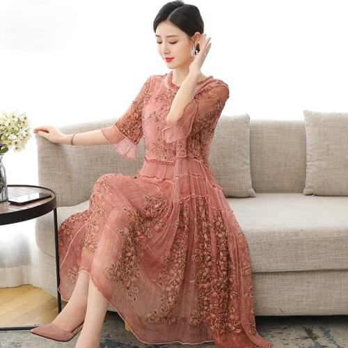 High Quality Silk Summer Dress 2021 Elegant Midi Dress Female Korean Fashion Dresses for Women Casual Vestido De Mujer Pph4445