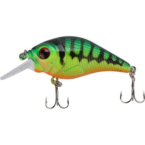 10g 7.5cm fishing lure Living hard lure Chubby Crank Bait Tackle with triple hooks Color Green Tiger pattern