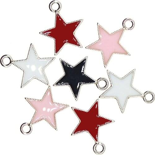 10pcs/lot 15mm Cute Star Enamel Candy Colour Charms for DIY Earring Necklace Girls Jewelry Handmade Findings XL1002