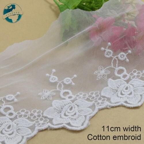 3yards 11cm wide cotton embroidery lace sewing ribbon guipure trim wedding decoration DIY dress Accessories lace fabric #4054
