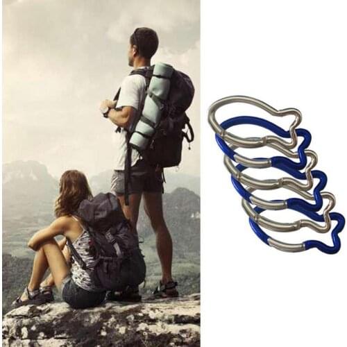2Pcs Portable Outdoor Sports Aluminium Alloy Safety Buckle Keychain Climbing Button Carabiner Camping Hiking Hook
