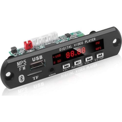 5V 12V Mp5 Player Bluetooth Decoder Board Usb Tf Mp3 Wav Lossless Decoding Diy Car Kit Video Audio Output Fm Radio Module