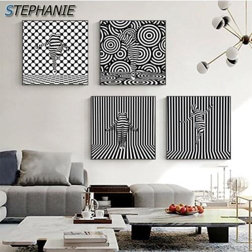 Abstract Women Canvas Painting Nordic Creative Poster Print Minimalist Wall Art for Living Room Aisle Black and White Home Decor
