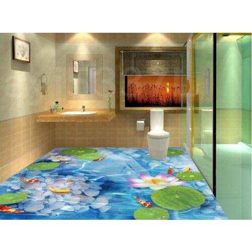 Free shipping 3D Custom Wall Sticker clearly pond flooring Painting Photo Wallpaper for Walls home decor mural post