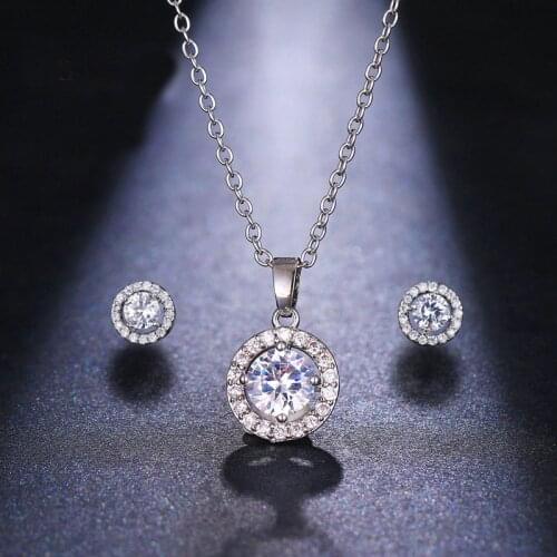 Bettyue New Simplicity Style Round AAA Zirconia Elegant Pendants Necklaces Earrings Jewelry Sets Women In Fashionable Party