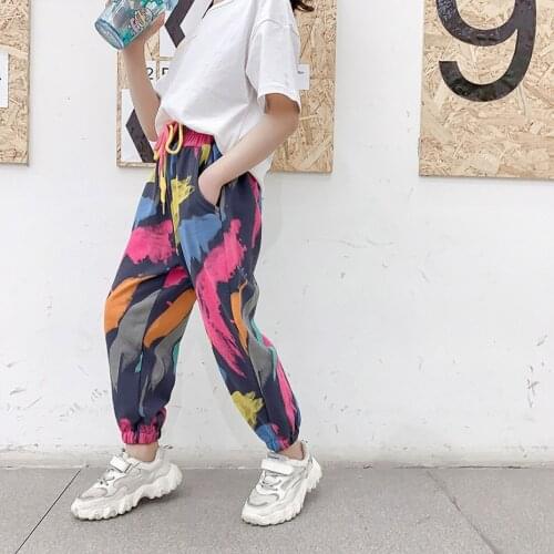 Girls Pants Graffiti Pattern Girls Childrens Pants Spring Autumn Child Pants Casual Style Childrens Clothing Girl 6 8 10 12 1