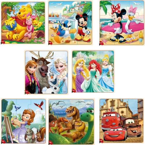 Disney Frozen Mickey Minnie Mouse Printed Puzzle Learning Education Interesting Wooden Toys For Children Kids Gift Brinquedos